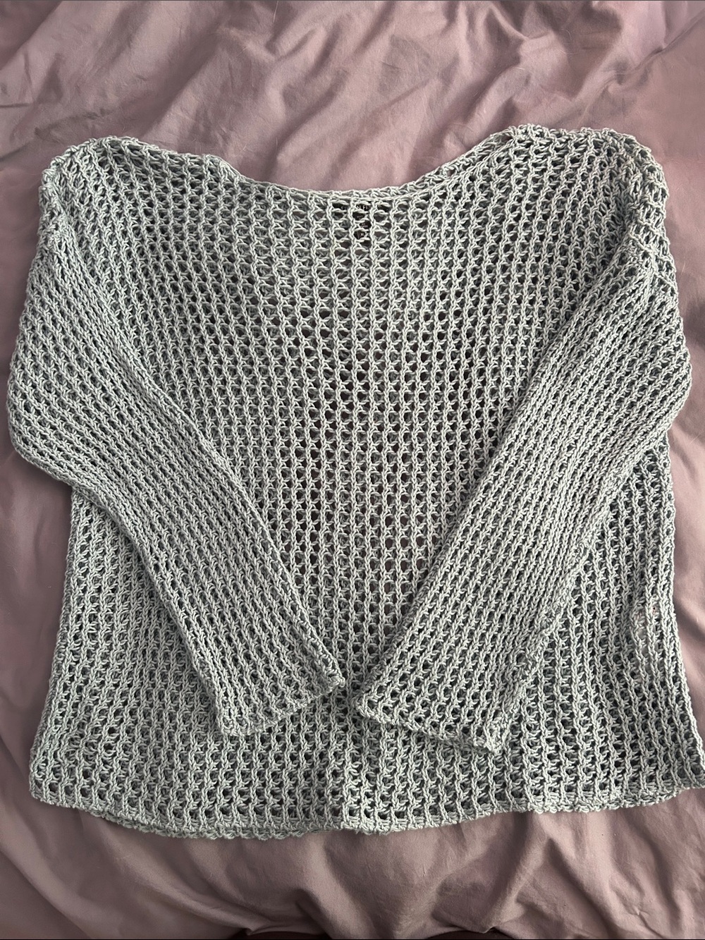 Eileen Fisher Light Blue Open-Weave Sweater